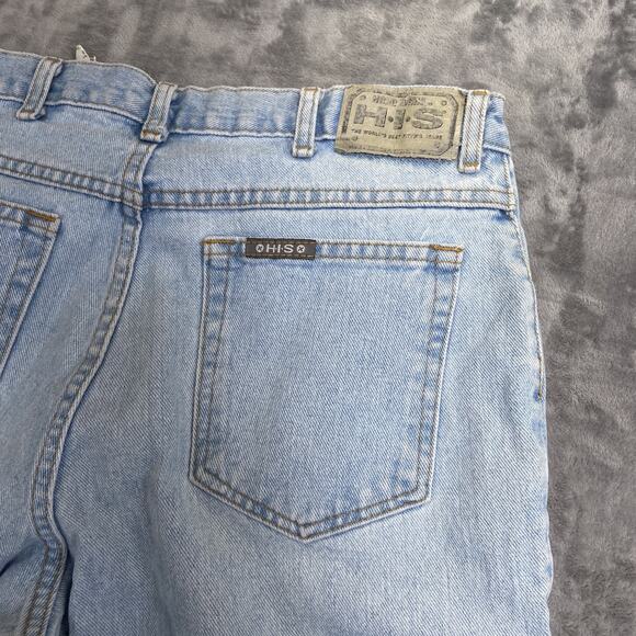 Vintage H.I.S. 90s Y2K Straight Jeans Men's Size 36x30 Light Blue Denim - Picture 3 of 10